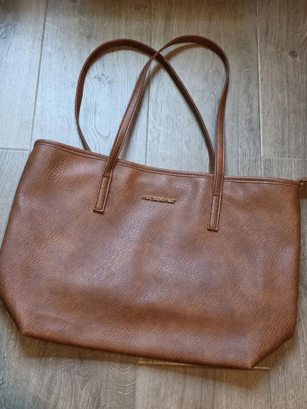 Montana West Brown Faux Leather Tote with Gold Accent